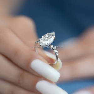 Moissanite 2CT Marquise Cut Diamond <b>Solitaire</b> <b>Ring</b> Original 925 <b>Silver</b> Fine Modern Style Gift For Anniversary Party Occasion Her - Product Image 4