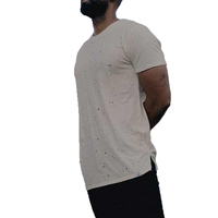 Yüksek Kaliteli Polyester/Pamuk Karışımlı Eskitme Görünümlü Erkek Tişörtleri Tamamen Özelleştirilebilir Kısa Kollu Yuvarlak Yaka Nefes Alabilen Çevre Dostu OEM