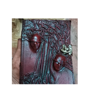 Carnet en cuir pur fait main avec décorations artisanales, journal artisanal, fournisseur en gros, fabricant en Inde
