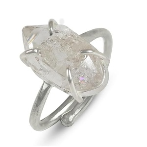 herkimer Silver <b>Adjustable</b> <b>Ring</b> 925 Sterling Silver Prong Setting herkimer Gemstone <b>Ring</b> Gift <b>Ring</b> For Her - Product Image 4