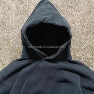 Fabrication de sweats à capuche courts et amples de haute qualité, sans cordon, en coton lourd, pull à capuche surdimensionné - Product Image 2
