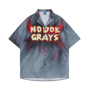 โนด็อก เกรย์สเสื้อยืดแขนสั้นโอเวอร์ไซส์สำหรับผู้ชาย สไตล์สตรีท พิมพ์ลาย โพลีเอสเตอร์ทอ ทรงปกติ โลโก้ด้านหน้า - Product Image 1