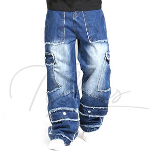 กางเกงยีนส์ทรงสตรีทแวร์ราคาถูก กางเกงยีนส์ทรงแบ็กกี้ขาตรงยาวสำหรับผู้ชาย กางเกงยีนส์ทรงแบ็กกี้ขากว้างแบบฟอกสีสำหรับผู้ชาย - Product Image 2