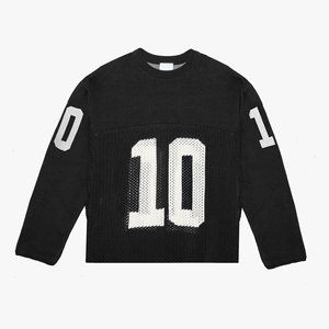 เสื้อสเวตเตอร์ไหมพรมทรงโอเวอร์ไซส์สำหรับผู้ชาย คอกลม พิมพ์ลายหมายเลข 10 ระบายอากาศได้ดี ผลิตจากอะคริลิก เหมาะสำหรับใส่ในฤดูใบไม้ร่วง แขนเสื้อแบบปกติ - Product Image 1