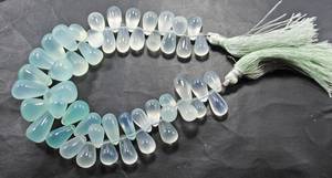 ลูกปัดหินแคลเซโดนีสีน้ำทะเลธรรมชาติทรงหยดน้ำ ลื่นเรียบ สำหรับทำเครื่องประดับแฮนด์เมด ขายส่ง - Product Image 2