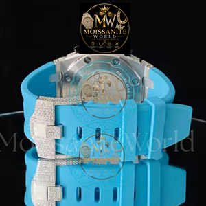 Montre-bracelet élégante en alliage de quartz avec boîtier carré, cadran de 42 mm, bracelet de 20 mm, aiguille en moissanite couleur D VVS1, montre de luxe de précision pour les soirées - Product Image 4