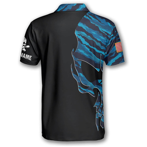 เสื้อเจอร์ซีย์โบว์ลิ่งแขนสั้นสำหรับผู้ชาย OEM ลายพรางพิมพ์ลายแบบระเหิด ระบายอากาศได้ดี มีปก เสื้อกีฬา เสื้อท็อปสำหรับฤดูร้อน ชุดกีฬา - Product Image 3