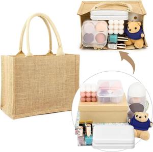 Premium Burlap Jute Picnic Tote <b>Bag</b> with Zipper Eco Friendly Outdoor Carry <b>Bag</b> - Product Image 5