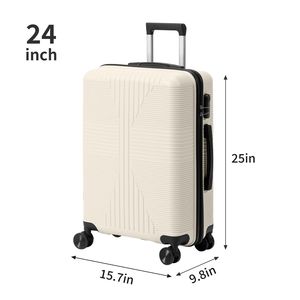 Non-TSA Custom Lock Stylish Luxury 3-in-1 PP <b>Trolley</b> Luggage Light Weight 20in 24in 28in Off-<b>White</b> for Travel - Product Image 3