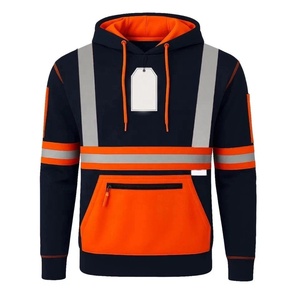 Sudadera con Capucha de Seguridad Reflectante, Impermeable, ANSI Clase 2, Fluorescente, de Poliéster, Ropa de Trabajo, Alta Visibilidad, Uniforme de Construcción - Product Image 1