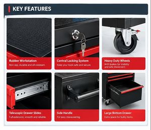 Armoire à outils industrielle à roulettes robuste à 12 tiroirs, capacité de charge de 200 kg, serrure à clé |   Chariot à outils pour atelier automobile |   OEM/ODM - Product Image 3