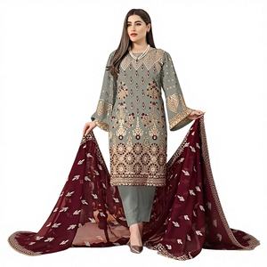 Trajes de Georgette para Mujer Estilo Indio y Pakistaní para Fiestas, con Bordados Elaborados, Santoon Nazneen Dupatta, Precio Bajo - Product Image 1