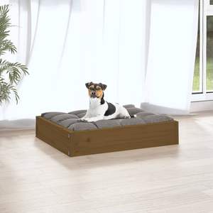 Lit pour chien en bois de pin massif brun miel durable 20,3 x 17,3 x 3,5 pouces, un lit confortable pour votre ami à fourrure - Product Image 5