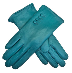 Gants en cuir bleu sarcelle, longueur poignet, non doublés, thermiques, style rétro, pour un usage quotidien en hiver - Product Image 5