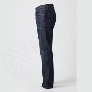 Straight-Leg Dark Wash Denim Jeans Men High Waist Slim Fit Cotton Casual Autumn Style <b>Pants</b> - Product Image 4