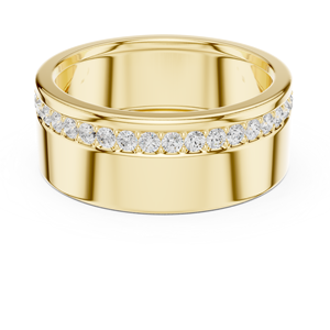 Anillo de Oro Amarillo de 14K con Diamante Cultivado en Laboratorio, Corte Brillante Redondo Clásico para Hombre, Brillo Eterno, Banda de Canal con Firma Distintiva - Product Image 4