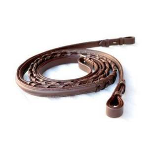 Riendas de cuero trenzado de canal vacío para equitación, riendas de cuero genuino para montar a caballo, proveedor mayorista OEM con logotipo personalizado - Product Image 1