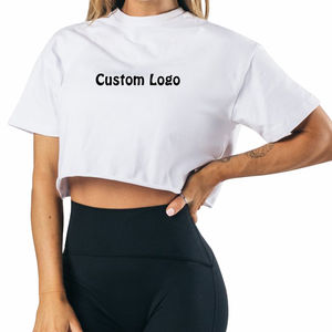 เสื้อยืดครอปผู้หญิงคุณภาพสูง ผ้าเจอร์ซีย์คอตตอนระบายอากาศดี ลายเรียบ สไตล์ฮิปฮอป เหมาะสำหรับใส่ในฤดูร้อน สตรีทแวร์ - Product Image 6