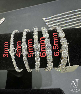 925 Sterling Silver Gold Plated Moissanite Tennis Bracelet Round Brilliant Claw <b>Set</b> Chain Link <b>Bangle</b> Unisex for Gift & Party - Product Image 1