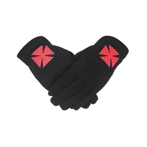 Gants en coton blancs avec broderie croix de fer noire et rouge, couleur personnalisable, utilisation quatre saisons - Product Image 2