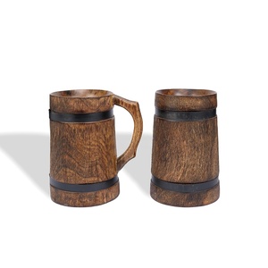 Vente chaude 100% Chope à bière étanche avec manche en bois Chope en bois faite à la main pour hôtel ou restaurant à la maison - Product Image 2