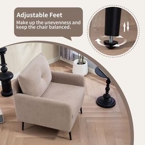 Poltrona divano singolo comodo ciniglia Club tessuto poltrona metallo nero gambe 300 libbre capacità accento Club sedia per gli ospiti per la vita - Product Image 1