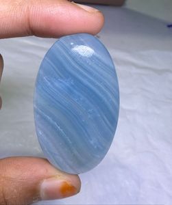 Cabochon de calcite bleue naturelle à bandes, pierre précieuse en vrac, vente en gros, calcite bleue naturelle faite à la main, pierre précieuse en vrac - Product Image 1