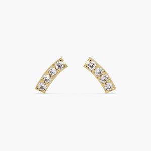 Pendientes de barra de oro de 14K con diamantes cultivados en laboratorio, engaste pavé de 8 piedras, 0.15ctw, certificado IGI, joyería minimalista para boda, regalo para - Product Image 3