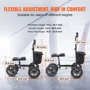 Monopattino Pieghevole in Alluminio con Manubrio Regolabile in Altezza e Ginocchiera, Ruote da 12 Pollici per Tutti i Terreni, Ideale per Utenti con Disabilità - Product Image 3