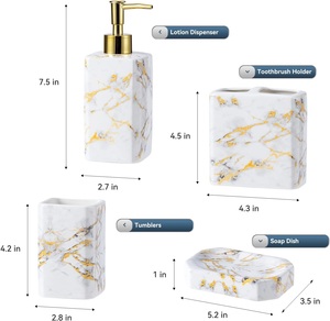 Juego de baño de mármol de tendencia Spray de alta calidad de forma redonda blanca para el baño del hogar Hotel y otros - Product Image 3