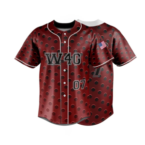 Baseball Jersey Unisex Red Polka Dot Full Sleeve Button Front Customizable Sport Apparel Adult Size Regular 100% <b>Polyester</b> - Product Image 1