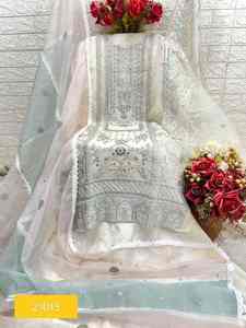 Ropa festiva para Eid: Traje de organza bordado con trabajo manual elaborado, forro de santoon y dupatta. Un atuendo llamativo. - Product Image 5