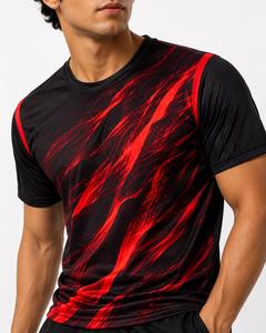 Camiseta de Hombre de Manga Corta con Cuello Redondo, Patrón Sublimado, Secado Rápido, Tejido de Poliéster de 180g, Corte Regular, Estilo Deportivo - Product Image 5