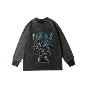 เสื้อสเวตเชิ้ต OEM ทรงโอเวอร์ไซส์ ผ้าคอตตอนฟอกสีสไตล์สตรีทแวร์ ผู้ผลิตเสื้อสเวตเชิ้ตพิมพ์ลาย OEM ขายส่ง - Product Image 1