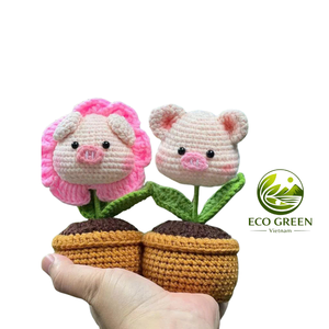 Handmade Crochet Animal Pot Decoration Cute Plush Flower <b>Doll</b> Kawaii Room Aesthetic Gift for Women Kids - Product Image 1