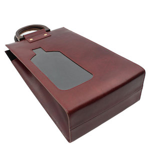 Porte-bouteille de vin en cuir gaufré Salva, porte-bouteille unique avec poignée, couleur marron, étui de voyage portable - Product Image 1