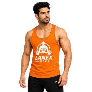 Custom Men's <b>Orange</b> Gym Tank <b>Top</b> Sleeveless Fitness <b>Vest</b> Bodybuilding Workout Shirt Quick Dry Training Athletic Sportswear - Product Image 1