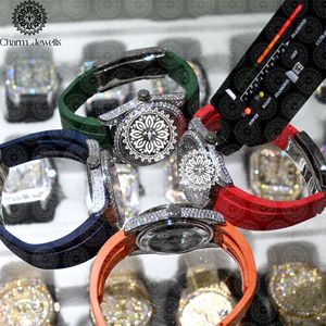 Reloj de Cristal para Mujer Charm Jewells, Analógico de Cuarzo, Esfera Redonda de 40 mm, Caja de Acero Inoxidable, Correa de Silicona Roja, Estilo de Moda de Lujo - Product Image 2