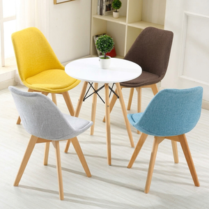 Chaise de salle à manger rembourrée moderne avec pieds en bois massif, chaise latérale en tissu pour salle à manger, cuisine, café, restaurant et hôtel - Product Image 5