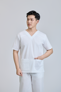 FMF Hospital Scrub Uniform Set White | Cotton-Poly-Spandex WFX-CVC Fabric | Unisex Fit | Ready to Ship - Product Image 2