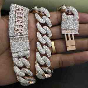 Customized Cuban Chain Hip Hop Jewelry For Men's in 925 Sterling Silver Lab grown Diamond 22MM Cuban Chain - Product Image 5