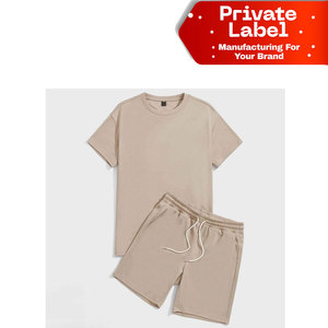 Ensemble de shorts en molleton bouclette pour hommes, personnalisable avec logo, survêtement épais, ensemble de shorts en tissu éponge pour hommes, doux et confortable, vente en gros, OEM - Product Image 1