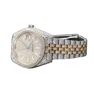 Reloj de Lujo de Edición Limitada con Cristal Analógico, Estilo Ejecutivo, 20 mm de Ancho, Dos Tonos, con Diamantes Moissanite, Cuarzo y Acero Inoxidable - Product Image 2