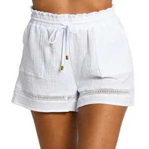 Shorts Casuales de Verano para Mujer, Cintura Elástica, Color Coral, Transpirables, Ligeros, Corte Regular - Product Image 4