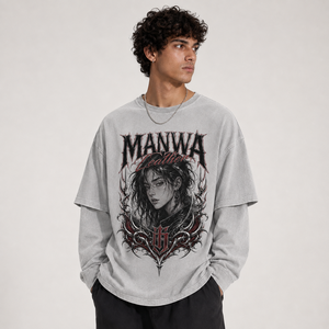เสื้อยืดโอเวอร์ไซส์หนังวัว Manwa สไตล์สตรีทสำหรับผู้ชาย พิมพ์ลายกราฟิก ผ้าคอตตอนเจอร์ซีย์ แขนสั้น คอกลม ราคาถูก รับผลิตตามแบบ OEM - Product Image 6