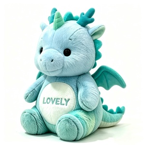 Peluche de dragón de cara redonda personalizado con vientre bordado, adorable peluche de dragón gordo con colores pastel para regalar - Product Image 1