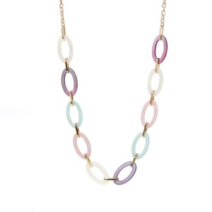 Collar de Resina Hecho a Mano con Eslabones de Resina Pastel, Collar Largo con Colgante Ovalado Geométrico y Colorido para Mujer - Product Image 1