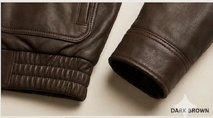 Distressed <b>Leather</b> <b>Jacket</b> <b>Man</b> Vintage Bomber Coat Cowhide Biker Style Dark <b>Brown</b> Motorcycle Functional Pockets Multi Pocket - Product Image 6