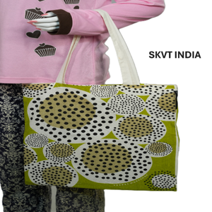 Heavy-Duty <b>Large</b> Women's Cotton Canvas Tote <b>Bag</b> with Zipper Closure Japan Style Design Eco-Friendly Reusable for <b>Beach</b> Daily Use - Product Image 3