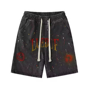 กางเกงขาสั้นผู้ชายสไตล์วินเทจสตรีทแวร์ ลายมัดย้อมสีพื้น ผ้าฝ้าย 100% ระบายอากาศได้ดี ทรงหลวม ลายไล่เฉดสี สไตล์ไฮสตรีท - Product Image 1